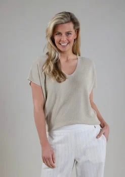 Truien>NUKUS TRUI KORTE MOUW Beige