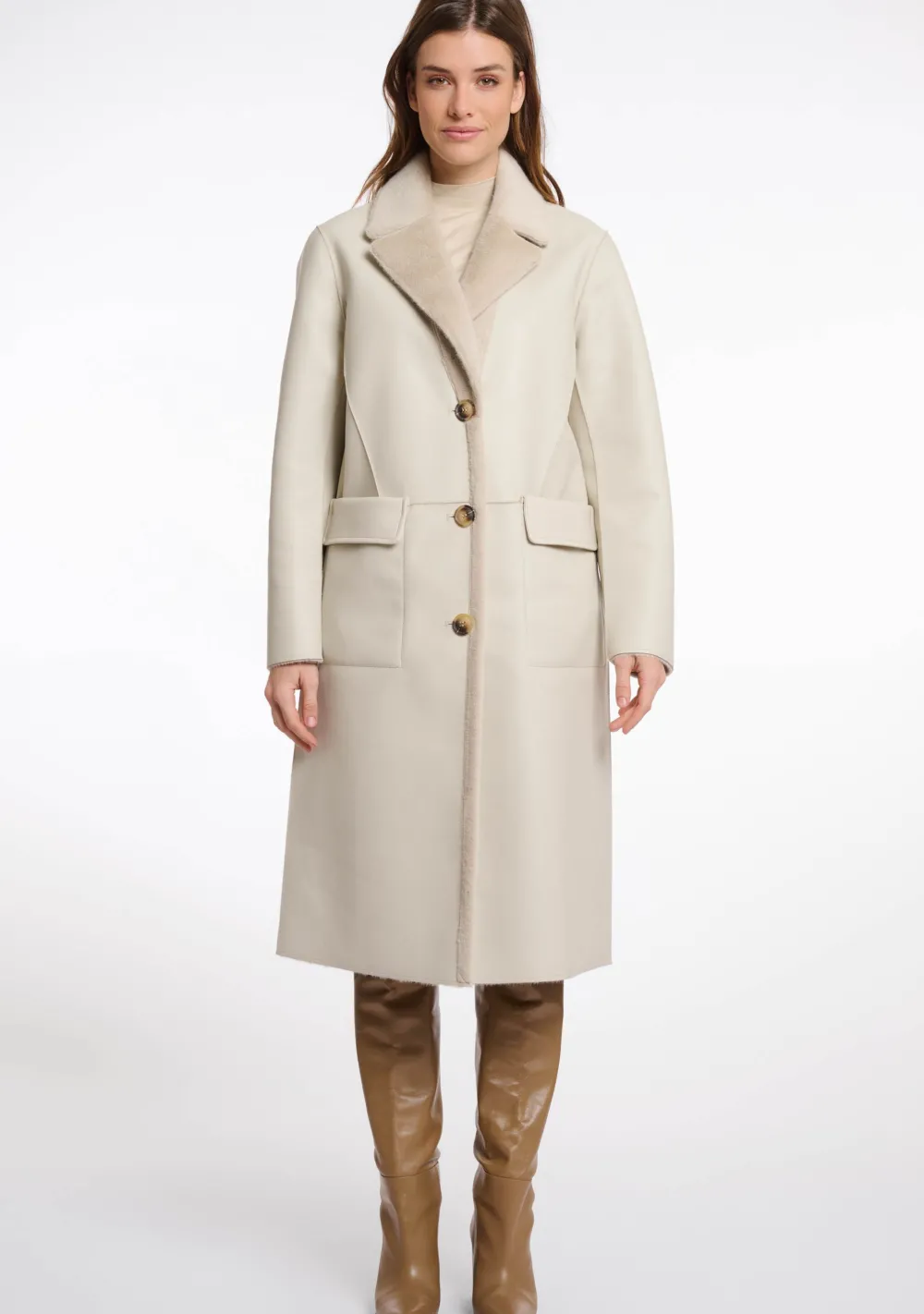 Winterjassen|Jassen>RINO EN PELLE MANTEL Beige