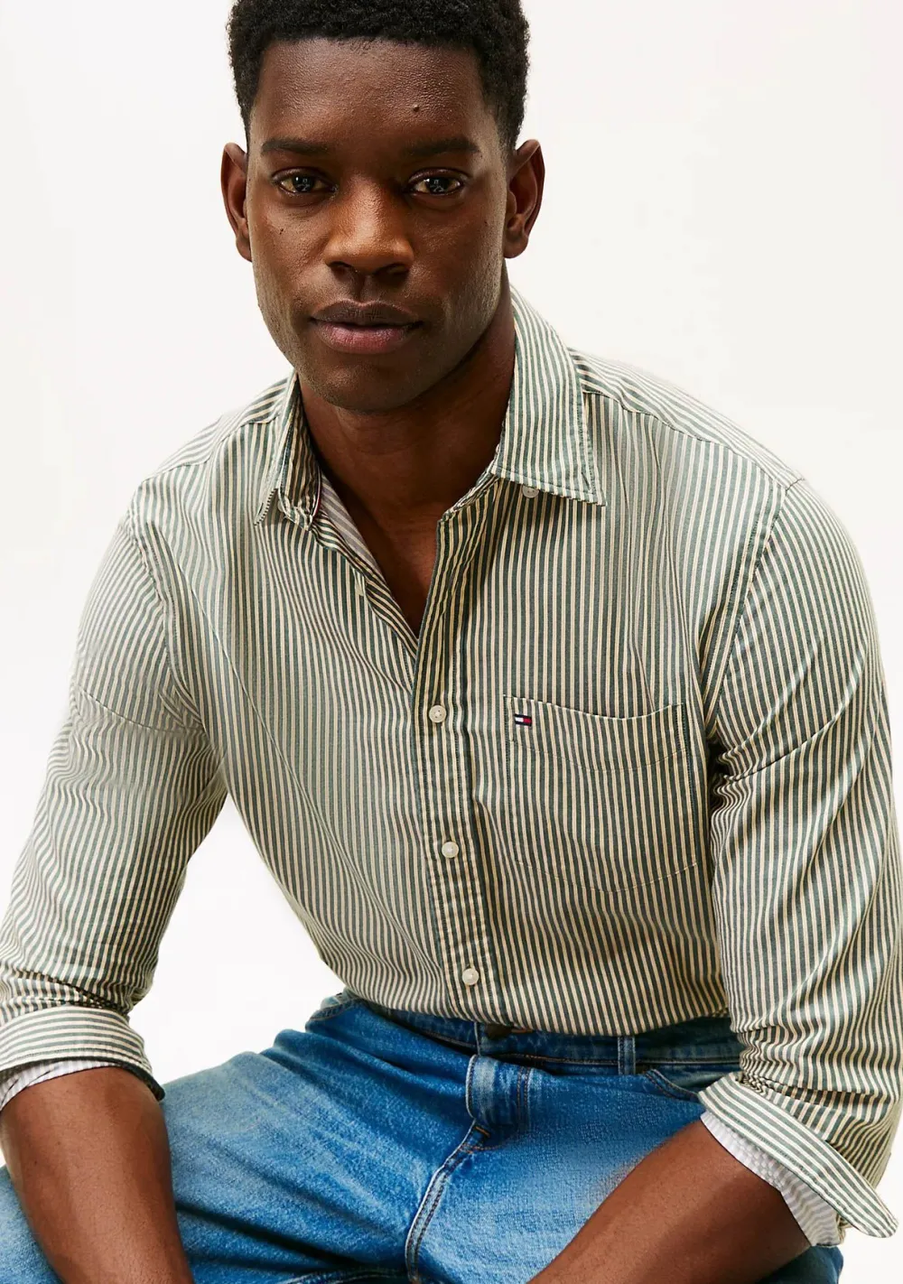 Overhemden>TOMMY HILFIGER OVERHEMD Groen
