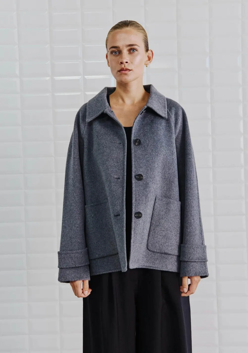 Winterjassen|Jassen>WITH BLACK MANTEL Grijs